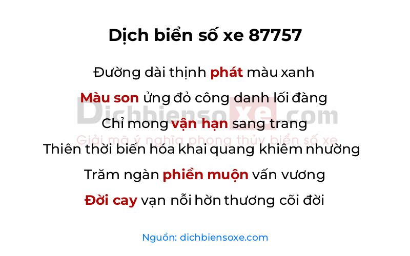 Dịch thơ biển số 87757