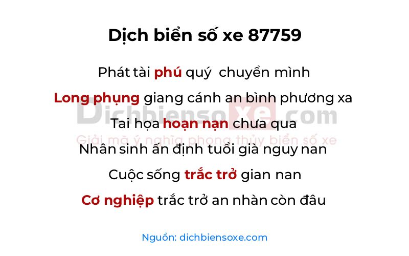 Dịch thơ biển số 87759