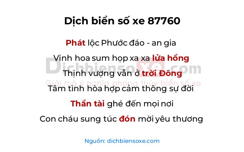 Dịch thơ biển số 87760