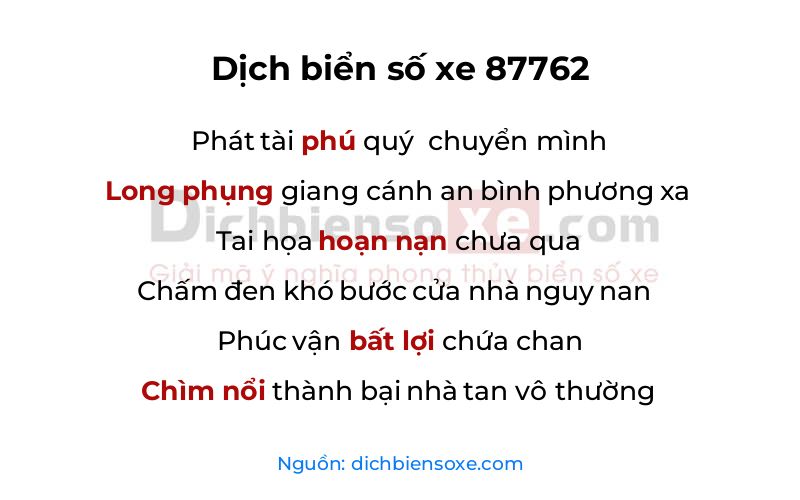 Dịch thơ biển số 87762