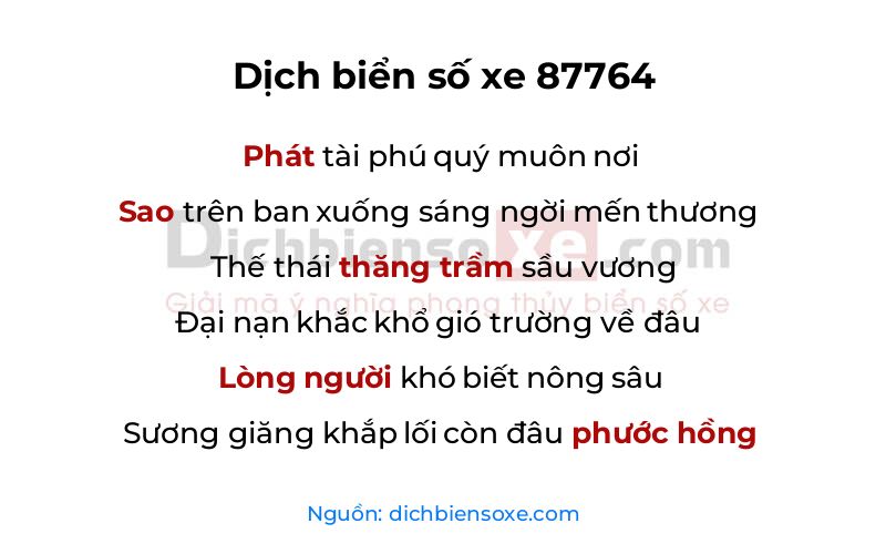 Dịch thơ biển số 87764