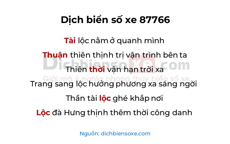 Dịch thơ biển số 87766