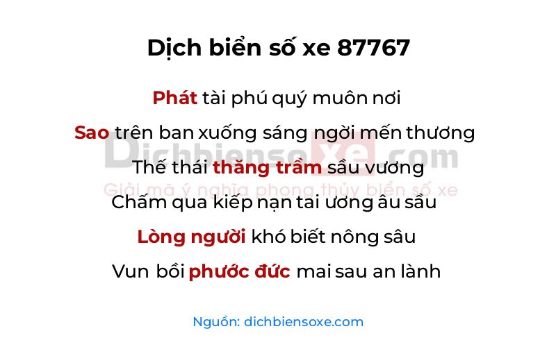 Dịch thơ biển số 87767