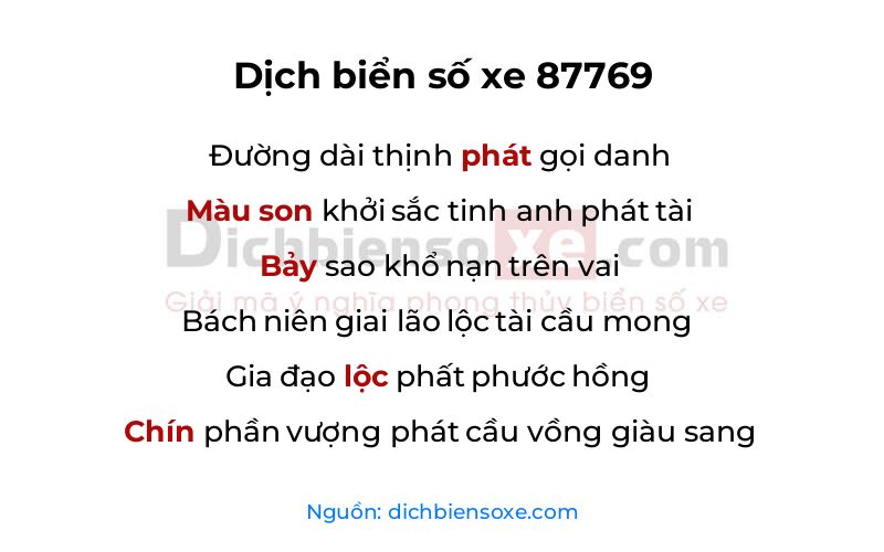 Dịch thơ biển số 87769