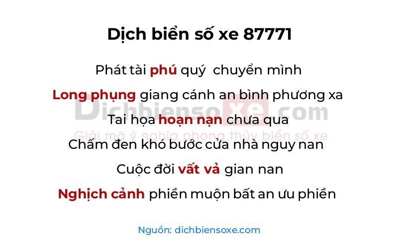 Dịch thơ biển số 87771
