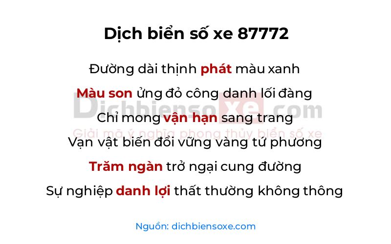 Dịch thơ biển số 87772