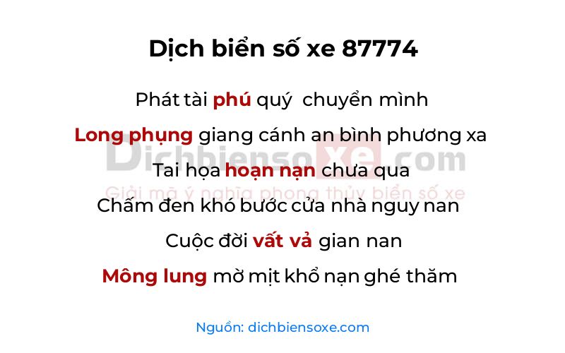 Dịch thơ biển số 87774