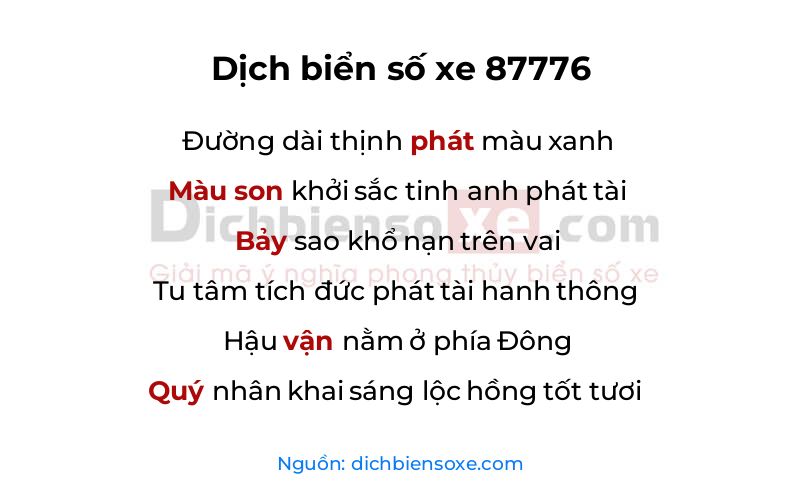 Dịch thơ biển số 87776