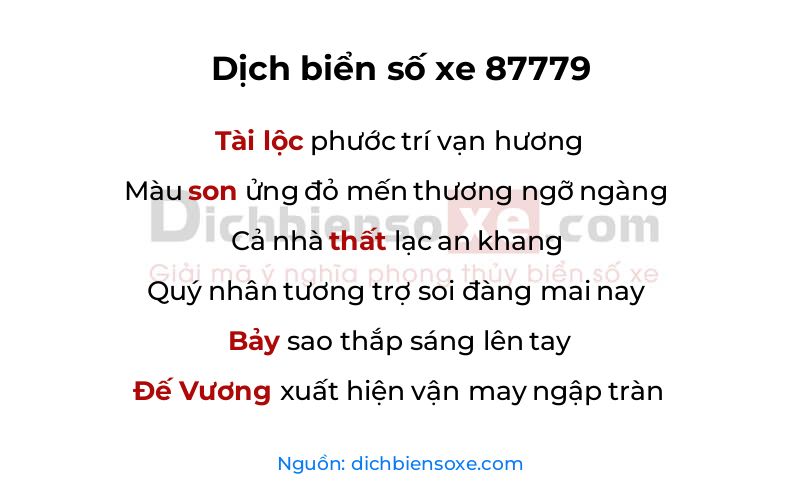 Dịch thơ biển số 87779