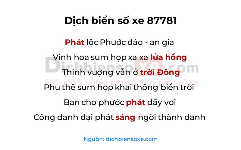 Dịch thơ biển số 87781