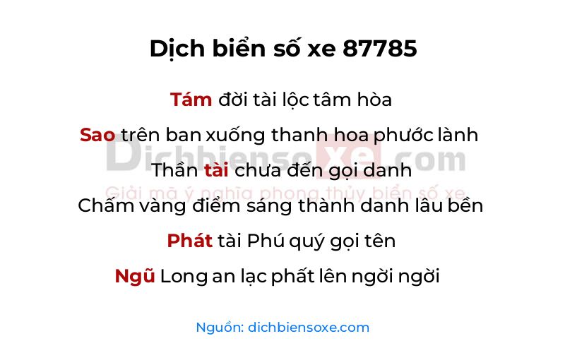 Dịch thơ biển số 87785