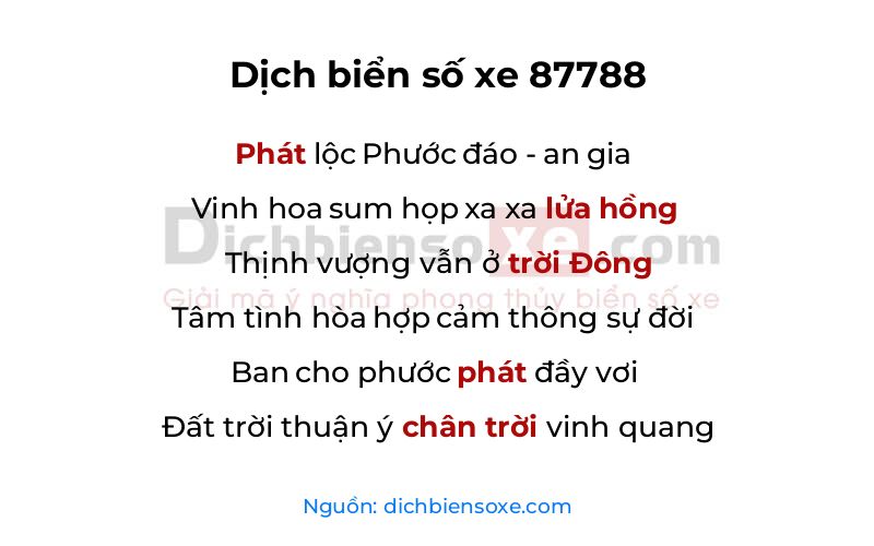 Dịch thơ biển số 87788