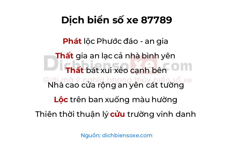 Dịch thơ biển số 87789