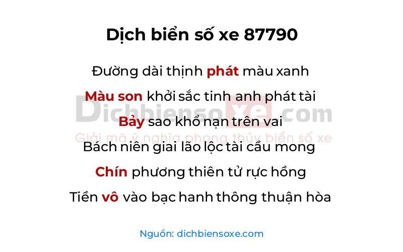 Dịch thơ biển số 87790