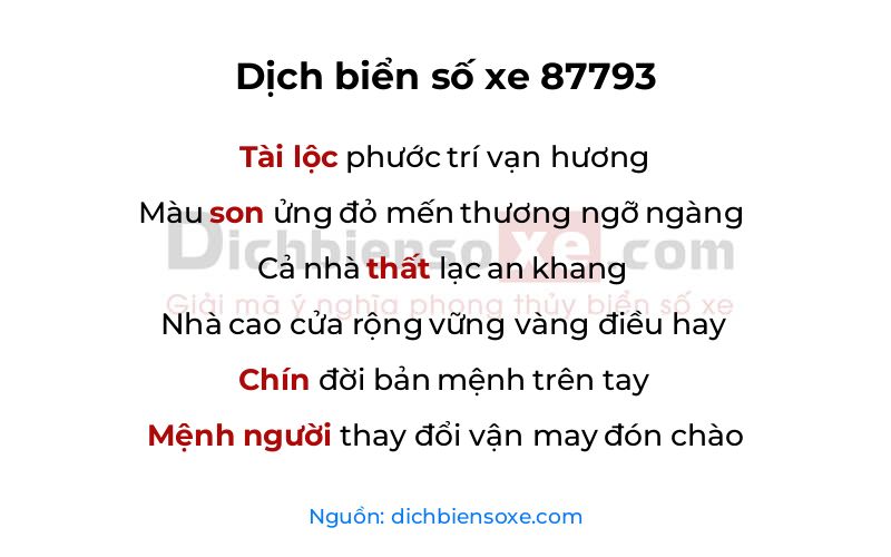 Dịch thơ biển số 87793