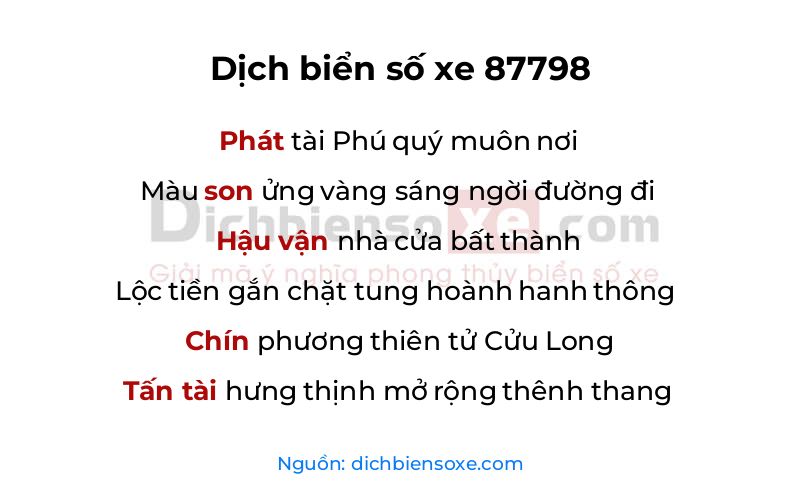 Dịch thơ biển số 87798
