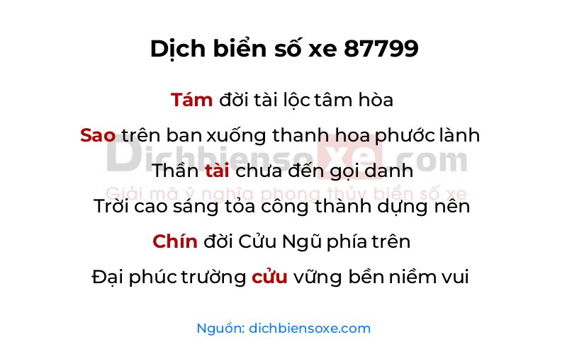 Dịch thơ biển số 87799