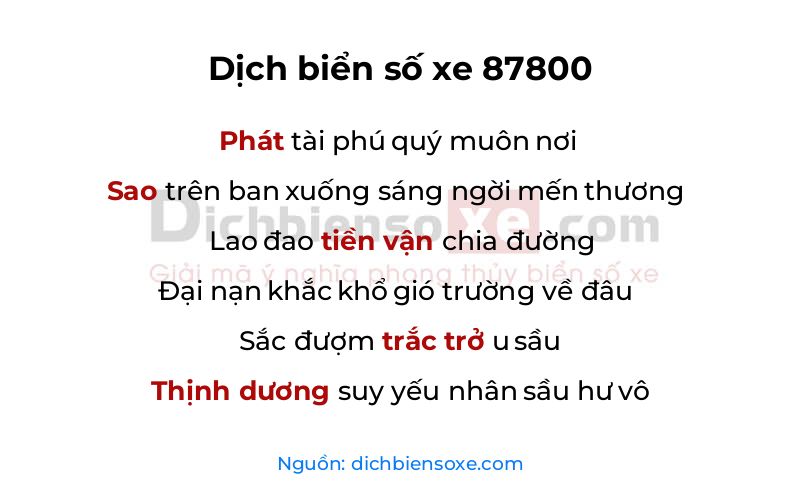 Dịch thơ biển số 87800