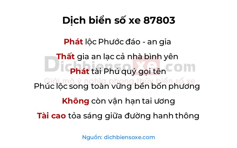 Dịch thơ biển số 87803
