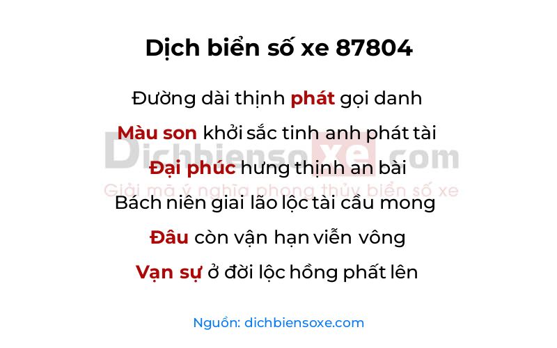 Dịch thơ biển số 87804