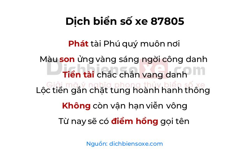 Dịch thơ biển số 87805