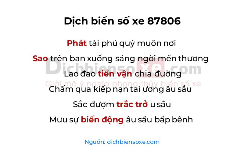 Dịch thơ biển số 87806