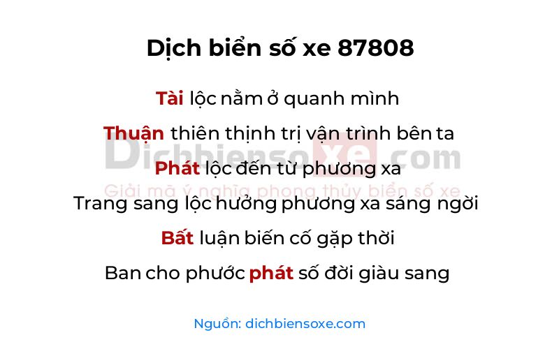 Dịch thơ biển số 87808