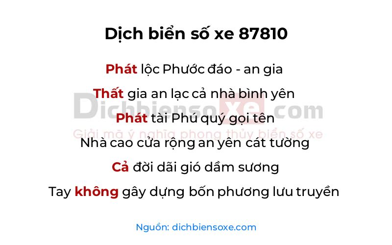 Dịch thơ biển số 87810