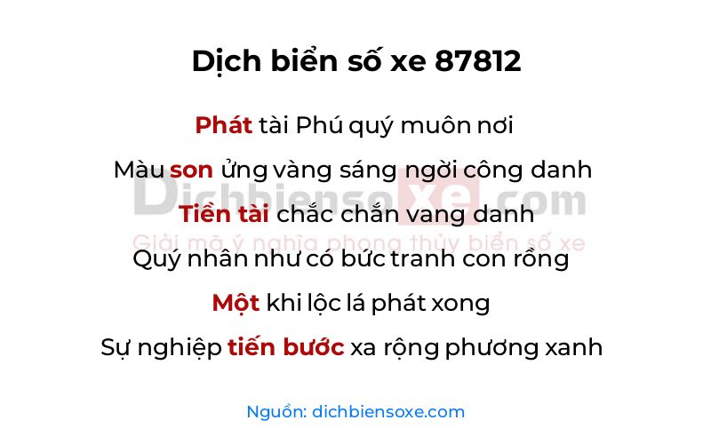 Dịch thơ biển số 87812