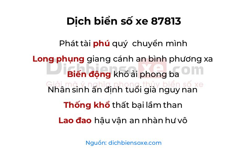 Dịch thơ biển số 87813