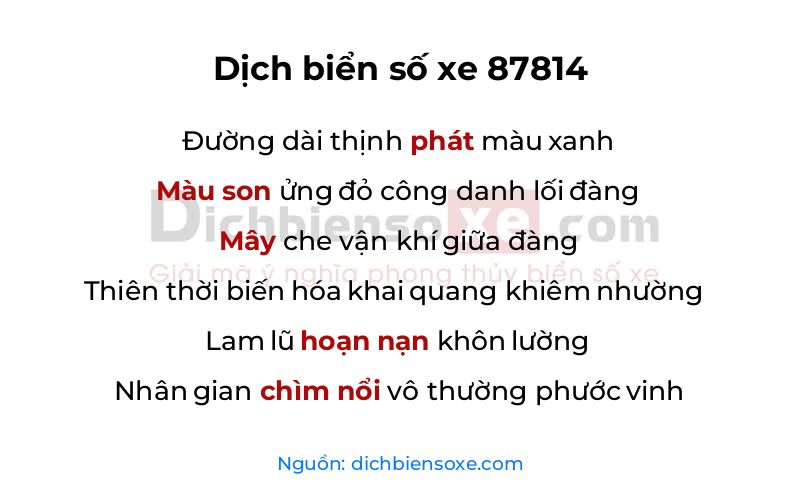 Dịch thơ biển số 87814