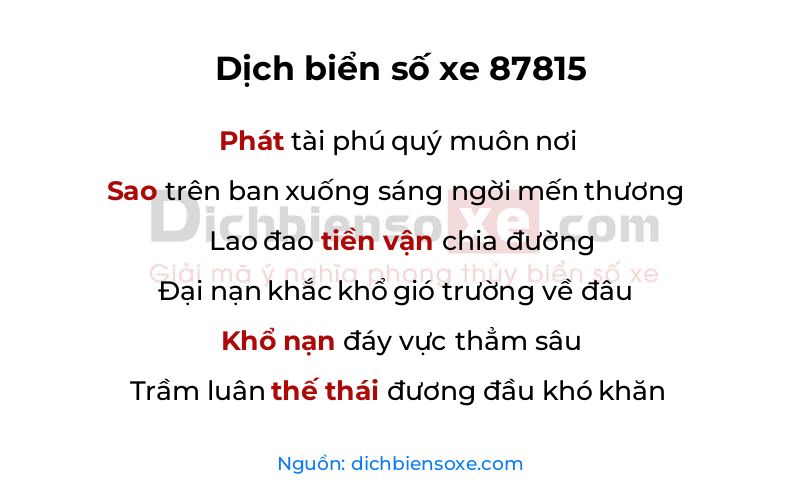 Dịch thơ biển số 87815