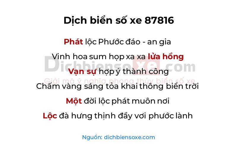 Dịch thơ biển số 87816