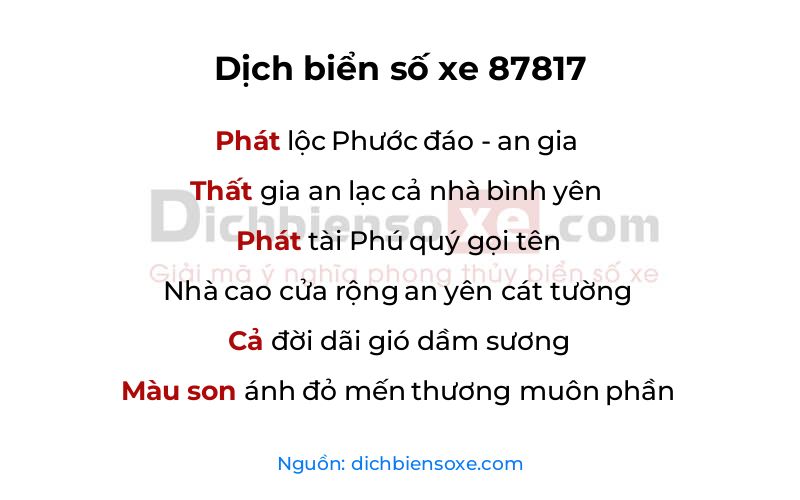 Dịch thơ biển số 87817