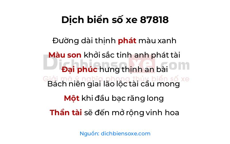 Dịch thơ biển số 87818