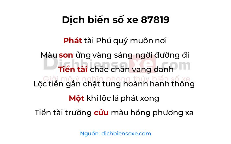 Dịch thơ biển số 87819