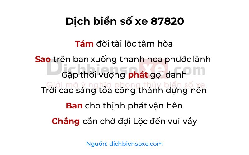 Dịch thơ biển số 87820