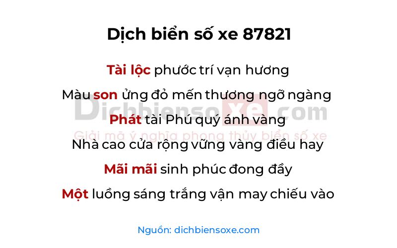 Dịch thơ biển số 87821