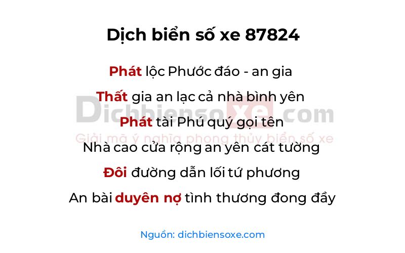 Dịch thơ biển số 87824