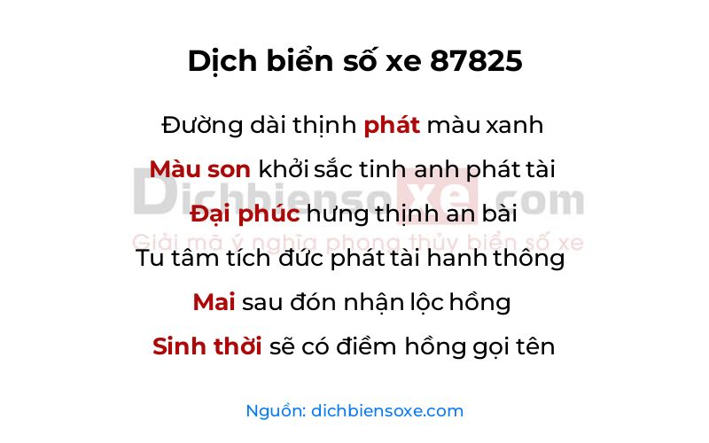 Dịch thơ biển số 87825