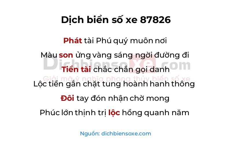 Dịch thơ biển số 87826
