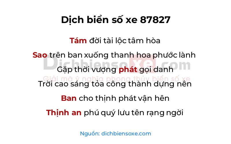 Dịch thơ biển số 87827