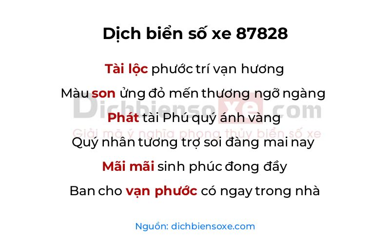 Dịch thơ biển số 87828
