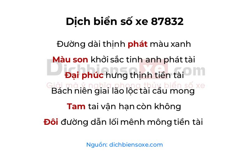 Dịch thơ biển số 87832