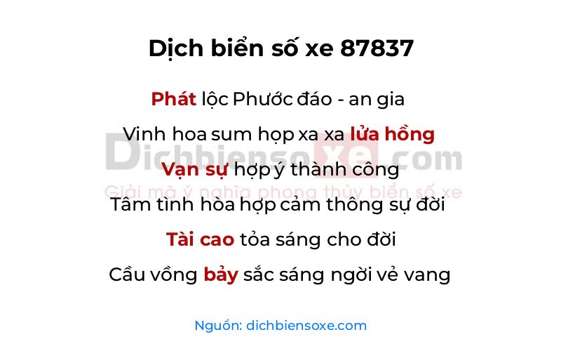 Dịch thơ biển số 87837