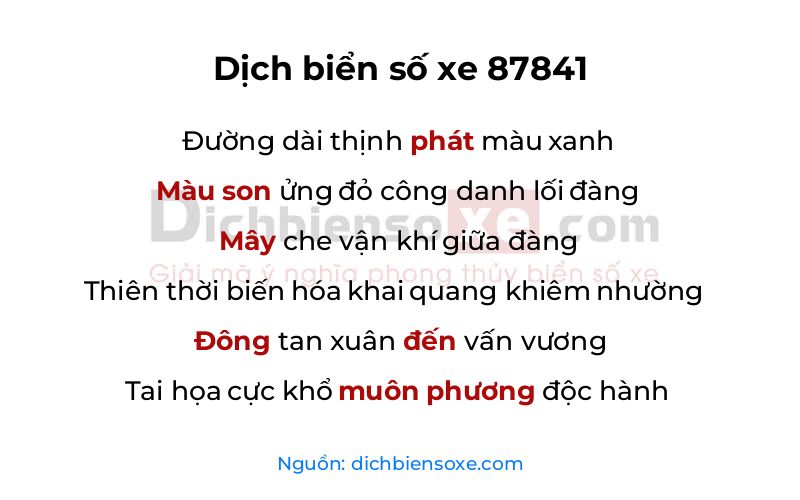 Dịch thơ biển số 87841