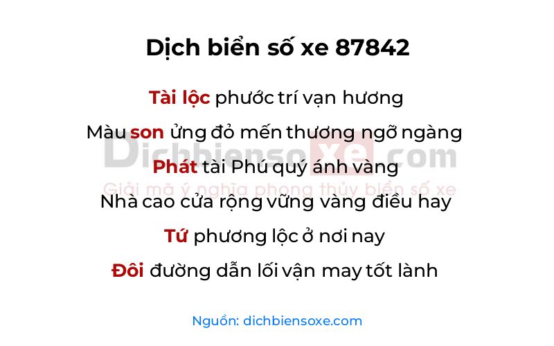 Dịch thơ biển số 87842