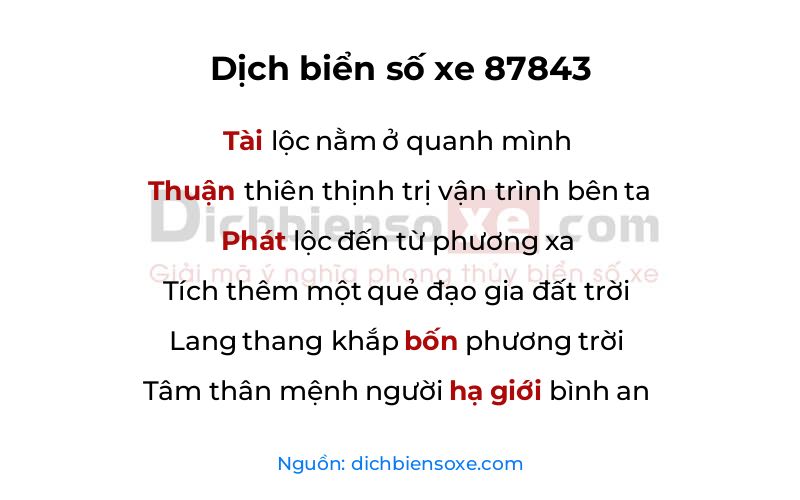 Dịch thơ biển số 87843
