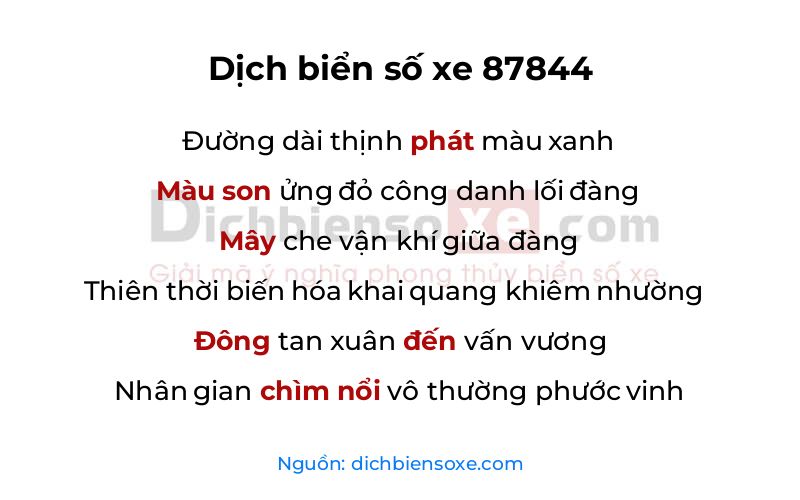 Dịch thơ biển số 87844
