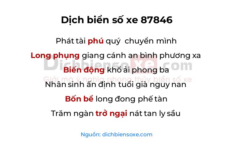 Dịch thơ biển số 87846